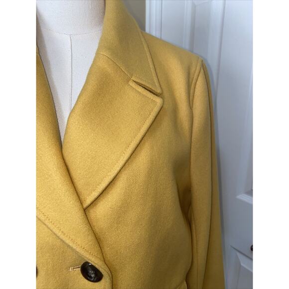 Anthropologie Cartonnier Large Mustard Wool Cropped LUISA Pea Coat Blazer - Picture 6 of 14